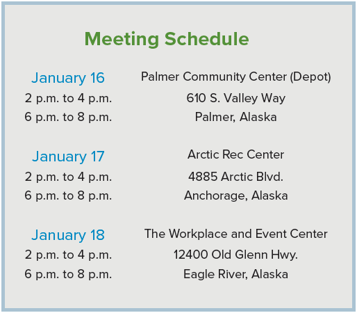 Table of Eklutna meetings