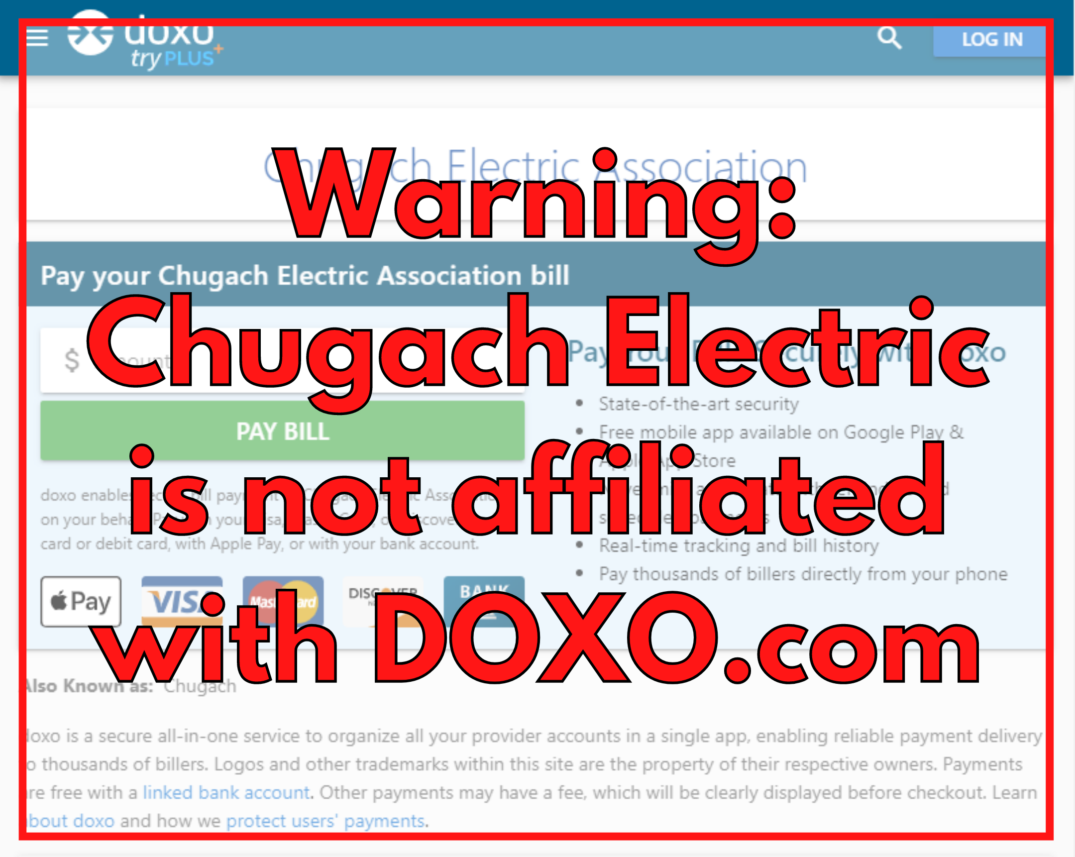 Chugach Electric is not affiliated with Doxo.com